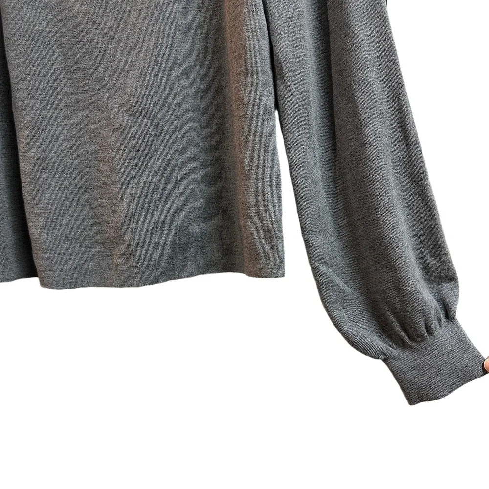 NWT & Other Stories Grey Wool Cotton Sweater Scoopneck Cozy‎ Chic Womens Large - Picture 2 of 6